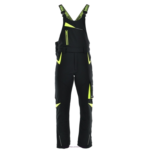 Czarno-żółte spodnie ogrodniczki COMFORT WINTER - przód