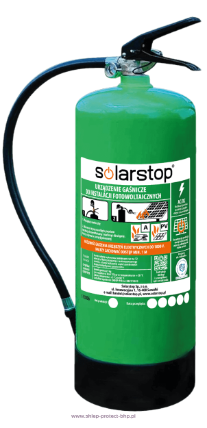 Gaśnica SOLARSTOP 9L do gaszenia instalacji fotowoltaicznych
