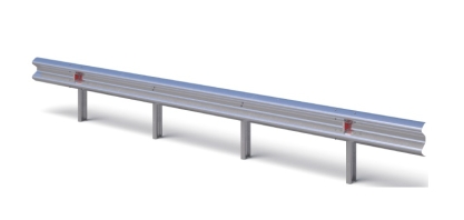 Stalowa bariera ochronna H2W3A ze słupkiem wbijanym w rozstawie co 1,33 m. 