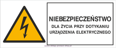 Niebezpieczeństwo dla życia przy dotykaniu urządzeń elektrycznych - Znak elektryczny - HB006