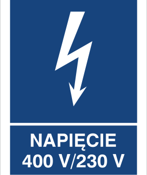 Napięcie 230V/400V - Znak elektryczny - HG024