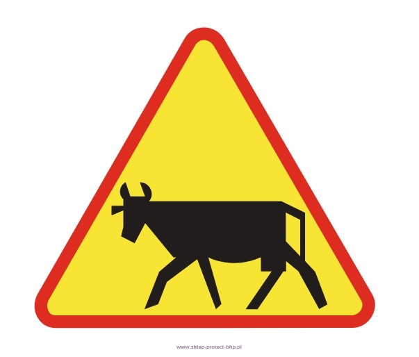 Znak ostrzegawczy A-18a zwierzęta gospodarskie