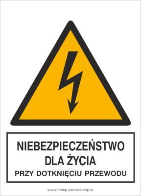 Niebezpieczeństwo dla życia przy dotknięciu przewodów - Znak elektryczny - HA007