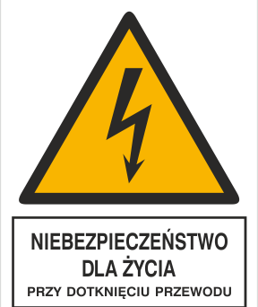 Niebezpieczeństwo dla życia przy dotknięciu przewodów - Znak elektryczny - HA007