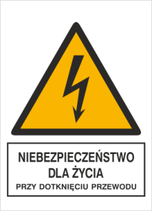 Niebezpieczeństwo dla życia przy dotknięciu przewodów - Znak elektryczny - HA007