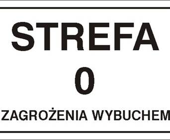 Strefa zagrożenia wybuchem 0 - Znak ostrzegawczy. Znak informacyjny - NB022