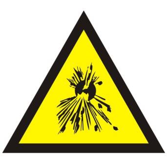 Ostrzeżenie przed substancjami wybuchowymi - Znak BHP - JA004