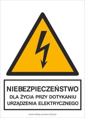 Niebezpieczeństwo dla życia przy dotykaniu urządzeń elektrycznych - Znak elektryczny - HA006