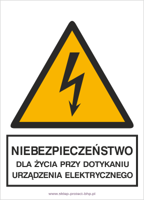 Znak elektryczny HA006 - niebezpieczeństwo dla życia przy dotykaniu urządzeń elektrycznych