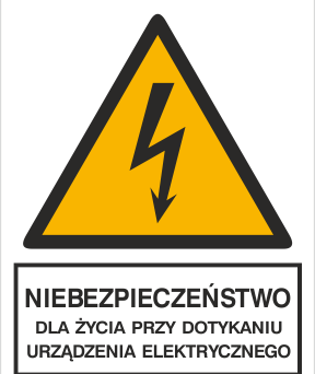 Niebezpieczeństwo dla życia przy dotykaniu urządzeń elektrycznych - Znak elektryczny - HA006