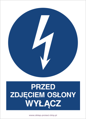 Przed zdjęciem ochrony wyłącz - Znak elektryczny - HE014