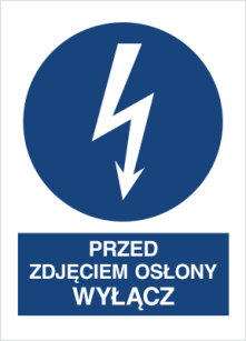 Przed zdjęciem ochrony wyłącz - Znak elektryczny - HE014