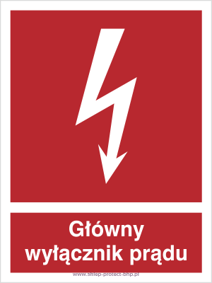 Znak przeciwpożarowy BC008 - Główny wyłącznik prądu
