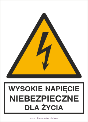 Wysokie napięcie niebezpieczne dla życia - Znak elektryczny - HA004