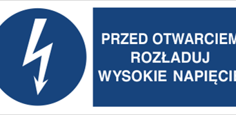 Przed otwarciem rozładuj wysokie napięcie - Znak elektryczny - HF006