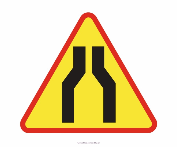 Znak ostrzegawczy A-12a dwustronne zwężenie jezdni