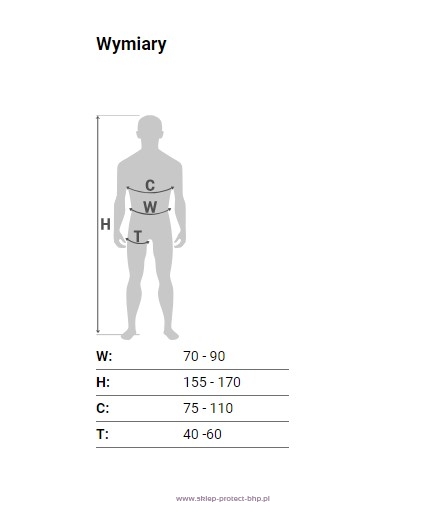 Szelki bezpieczeństwa P-60mX - wymiary S