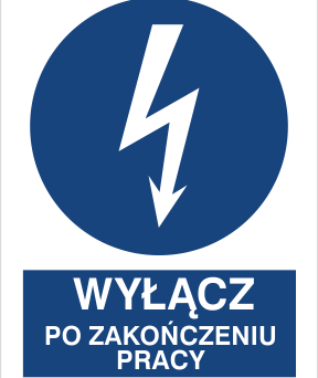 Wyłącz po zakończeniu pracy - Znak elektryczny