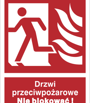 Drzwi przeciwpożarowe. Nie blokować! lewostronne - Znak przeciwpożarowy - BC057