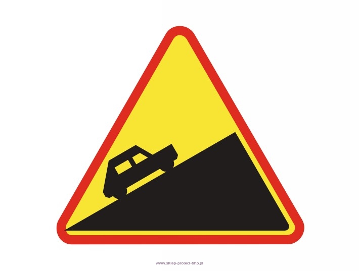 Znak ostrzegawczy A-23 stromy podjazd