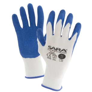 Rękawice powlekane lateksem RPL010 BLUEMAX Biały Niebieski