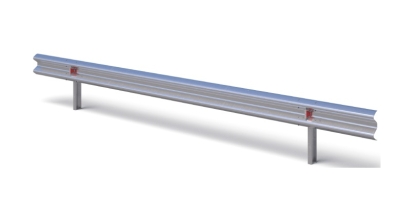 Stalowa bariera ochronna N2W3A ze słupkiem wbijanym w rozstawie co 4,00 m. 