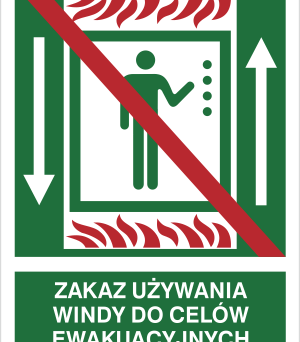 Zakaz używania windy do celów ewakuacyjnych - Znak ewakuacyjny - AC049