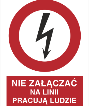 Nie załączać na linii pracują ludzie - Znak elektryczny - HC011