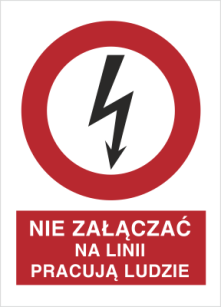 Nie załączać na linii pracują ludzie - Znak elektryczny - HC011
