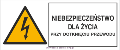 Niebezpieczeństwo dla życia przy dotknięciu przewodów - Znak elektryczny - HB007