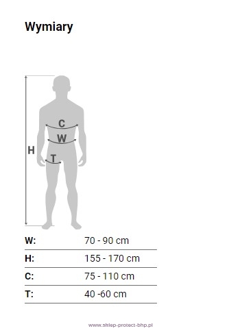 Szelki bezpieczeństwa P-90mX - wymiary S