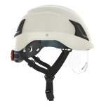 Hełm ochronny z uchylnym integralnym wizjerem