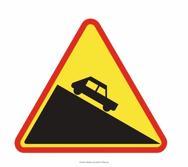 Znak ostrzegawczy A-22 niebezpieczny zjazd