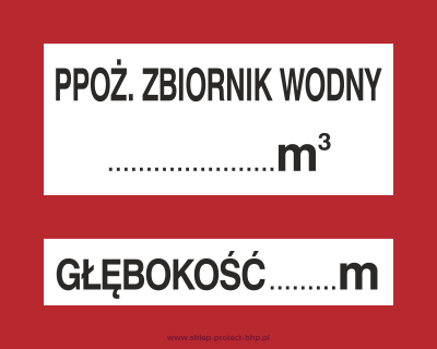 Ppoż.zbiornik wody ... m3 głębokość zbiornika ... m - Znak przeciwpożarowy - BC117