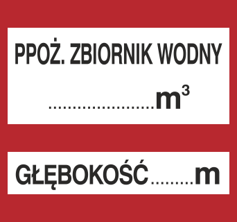 Ppoż.zbiornik wody ... m3 głębokość zbiornika ... m - Znak przeciwpożarowy - BC117