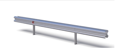 Stalowa bariera ochronna H2W5A podwójna ze słupkiem wbijanym w rozstawie co 2,66m