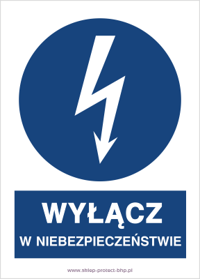 Wyłącz w niebezpieczeństwie - Znak elektryczny - HE001