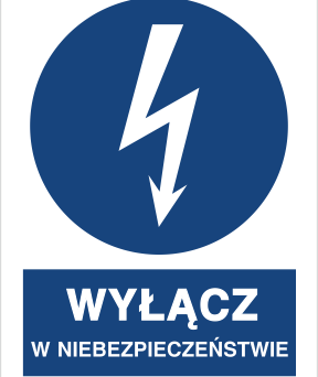 Wyłącz w niebezpieczeństwie - Znak elektryczny - HE001