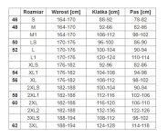 Spodnie do pasa TENREK 380 - wymiary