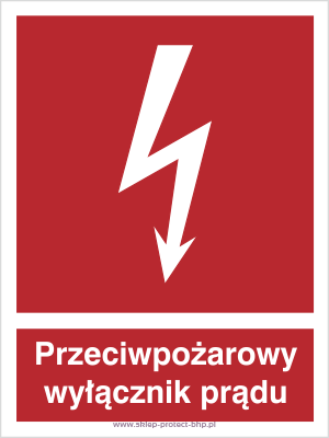 Przeciwpożarowy wyłącznik prądu - Znak przeciwpożarowy - BB012