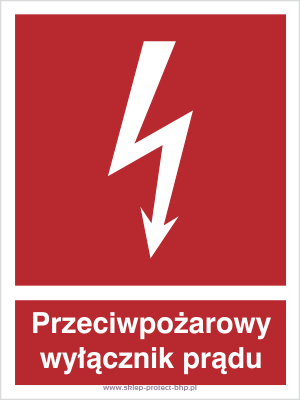 Znak przeciwpożarowy BB012 - przeciwpożarowy wyłącznik prądu