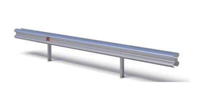 Stalowa bariera ochronna podwójna H2W4A ze słupkiem wbijanym w rozstawie co 2,00 m. 