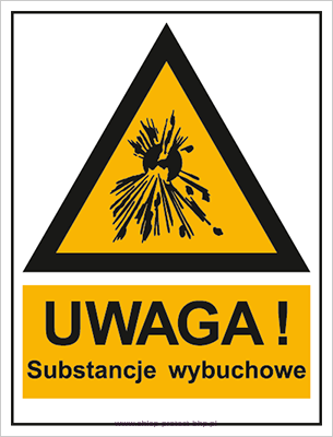 Znak BHP JA012 - Ostrzeżenie przed substancjami wybuchowymi
