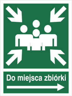 Do miejsca zbiórki w prawo - Znak ewakuacyjny - AC042