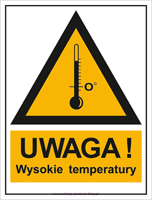 Ostrzeżenie przed wysokimi temperaturami - Znak BHP - JA015