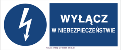 Znak elektryczny HF001 - Wyłącz w niebezpieczeństwie