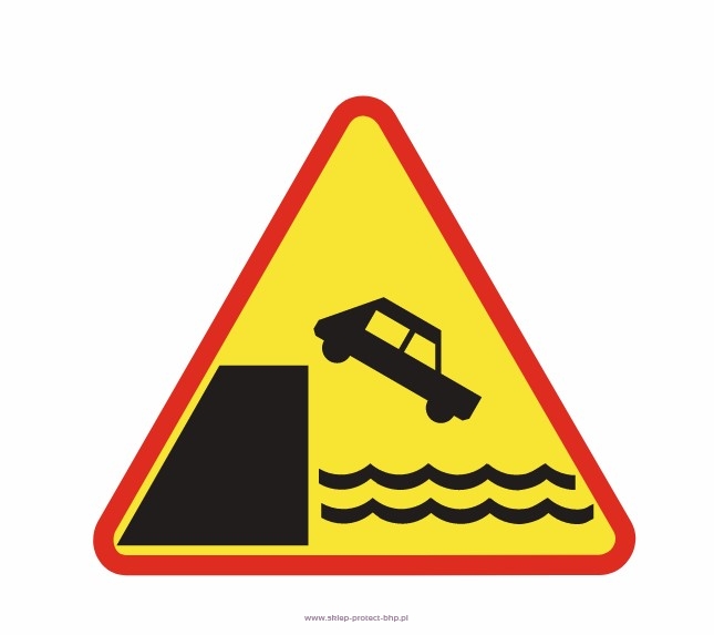 Znak ostrzegawczy A-27 nabrzeże lub brzeg rzeki