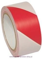 Taśma samoprzylepna BHP - folia oznaczeniowa 50mm/33m, biało - czerwona