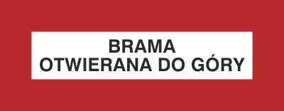 Brama otwierana do góry - Znak przeciwpożarowy - BC125