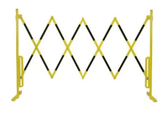 Bariera rozciągana 3600 mm żółto-czarna BEZ KÓŁEK, WOLNOSTOJĄCA